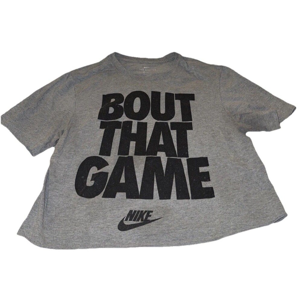 Nike “Bout That Game” Gray & Black Cropped Small Short Sleeve T-Shirt